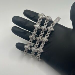 Moissanite Chain Necklace Clover VVS1 Passes Tester Iced 22 Inches Silver New